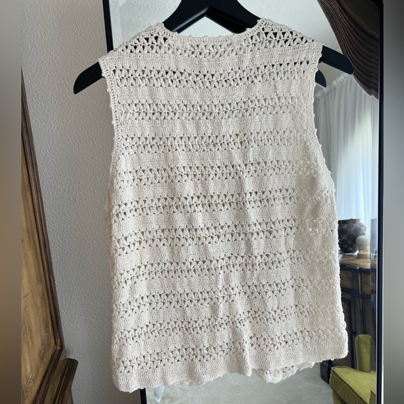 Vintage Cotton Crochet Knit Vest Cotton Blend Victoria Jones Medium - Picture 4 of 5